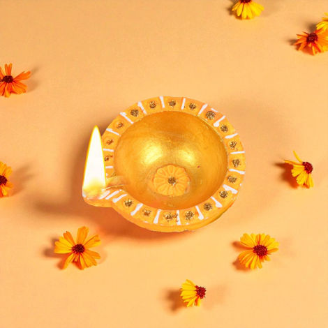 Kunj Gifting Diya | Designer Clay Diya | Pack Of 9 | Multicolour | Skilsy Handicrafts