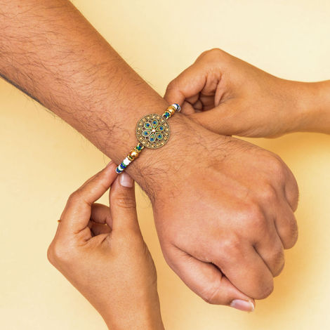 Abstract Single Peacock Rakhi (Avyaan Rakhi) Set of 1