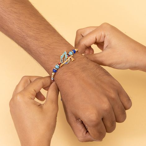 Peacock Artistic Moor Pankh With Bansuri Design Krishna Rakhi (Bandhan)