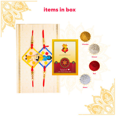 Kids Chhota Bheem Rakhi with Roli Chawal (Tied Ribbons) Pack of 2