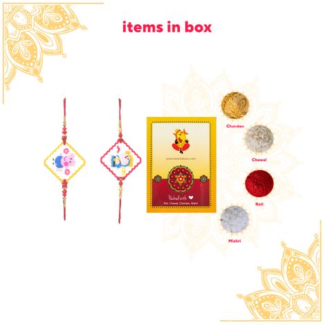 Kids Doraemon and Peepa Pig Rakhi with Roli Chawal (Tied Ribbons) Pack of 2