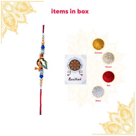 Peacock Artistic Moor Pankh With Bansuri Design Krishna Rakhi (Bandhan)