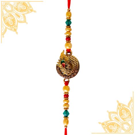 Peacock Single Rakhi (Shree Rakhi) Set of 1