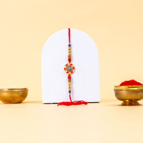 Evil Eye In A Flower Design Rakhi With Meenakari Work For Brother (BANDHAN)