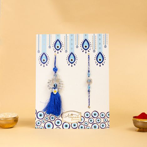 Bhaiya Bhabhi Evil Eye Flower Rakhi (Avyaan Rakhi) Set of 2