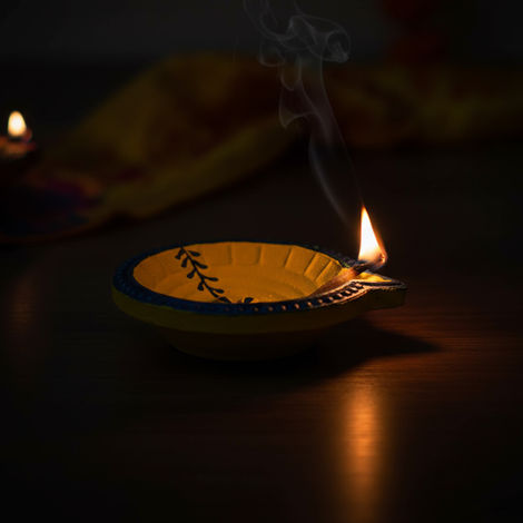 Allure Decorative Diya | Multicolour | Traditional | Clay | Pack Of 6 | Tota