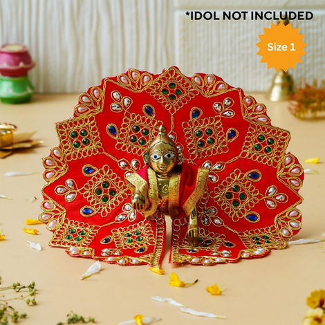 Red Decorative Laddu Gopal Dress for Idol (Size 1) | Krishna Costume | Krishna Janmastami Special (Ecraftindia)