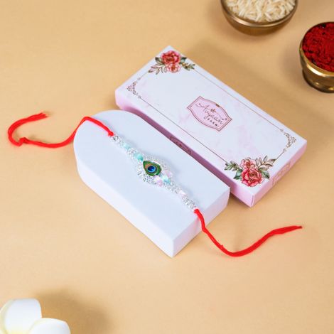 Peacock Premium Stone Rakhi (Shree Rakhi) Set of 1