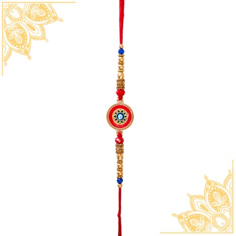 Evil Eye Round Meenakari Rakhi (BANDHAN)
