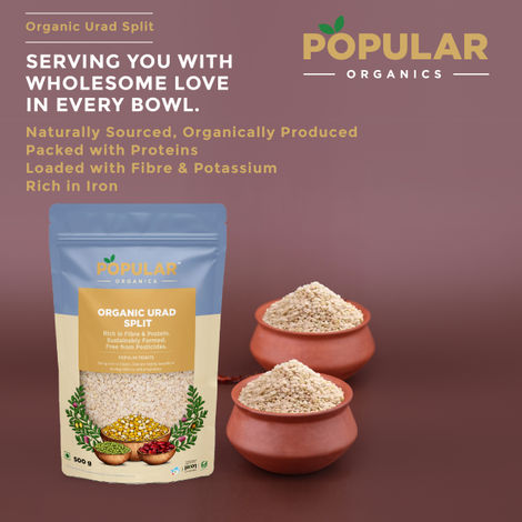 Popular Organics Urad Dal Split / Urad Dhuli