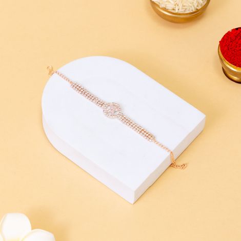 American Diamond Unique Rakhi Bracelet with Studs (BANDHAN)