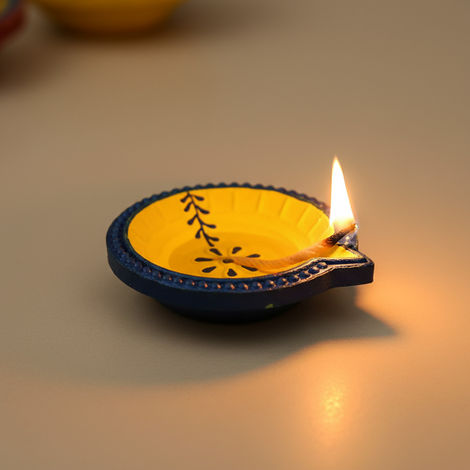 Allure Decorative Diya | Multicolour | Traditional | Clay | Pack Of 6 | Tota