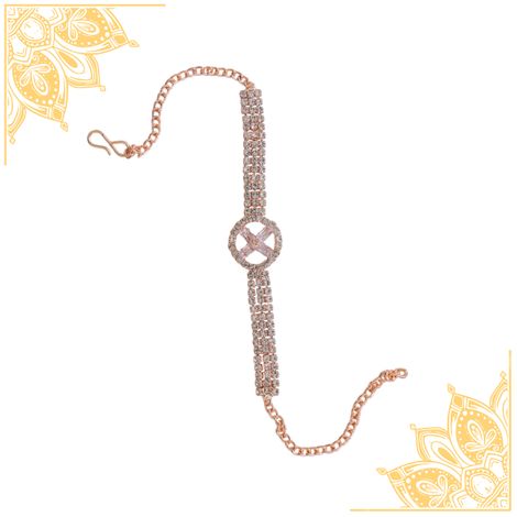 American Diamond Unique Rakhi Bracelet with Studs (BANDHAN)