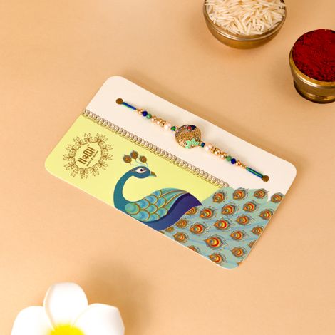 Peacock Single Rakhi (Shree Rakhi) Set of 1