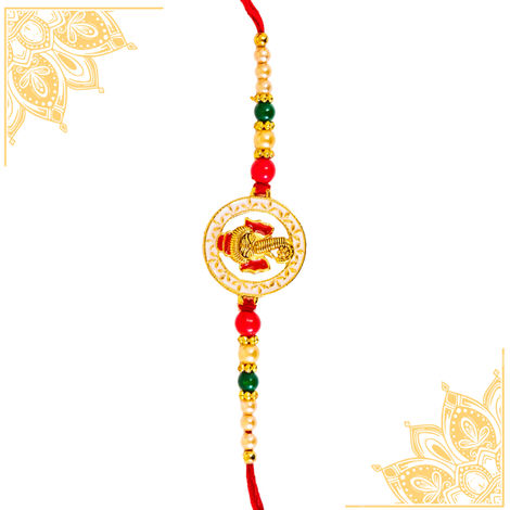 Religious Ganapati Rakhi with Intricate Meenakari Work (BANDHAN)
