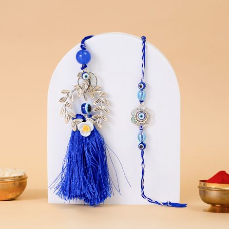 Bhaiya Bhabhi Evil Eye Flower Rakhi (Avyaan Rakhi) Set of 2