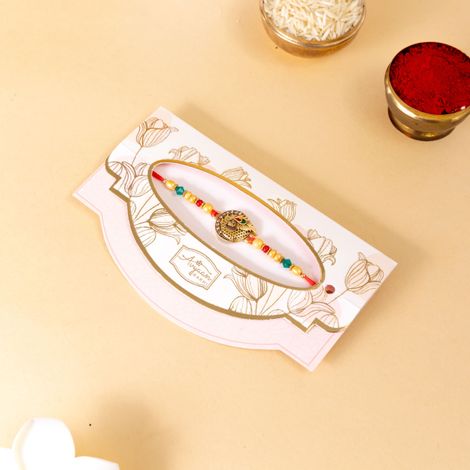 Peacock Single Rakhi (Shree Rakhi) Set of 1