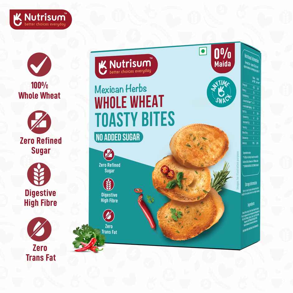 Nutrisum Whole Wheat Toasty Bites - Mexican Herbs