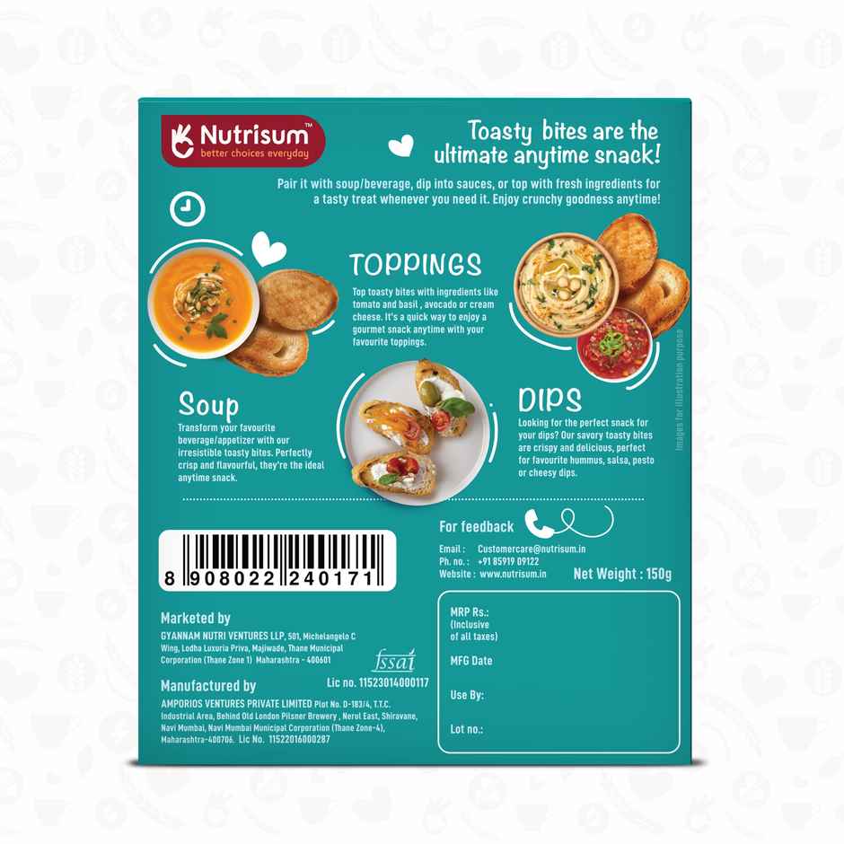 Nutrisum Whole Wheat Toasty Bites - Mexican Herbs