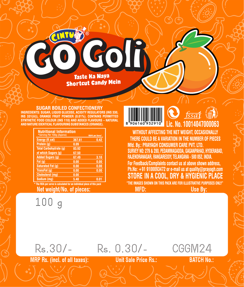 Cintu Go-Goli Orange Flavour Candy