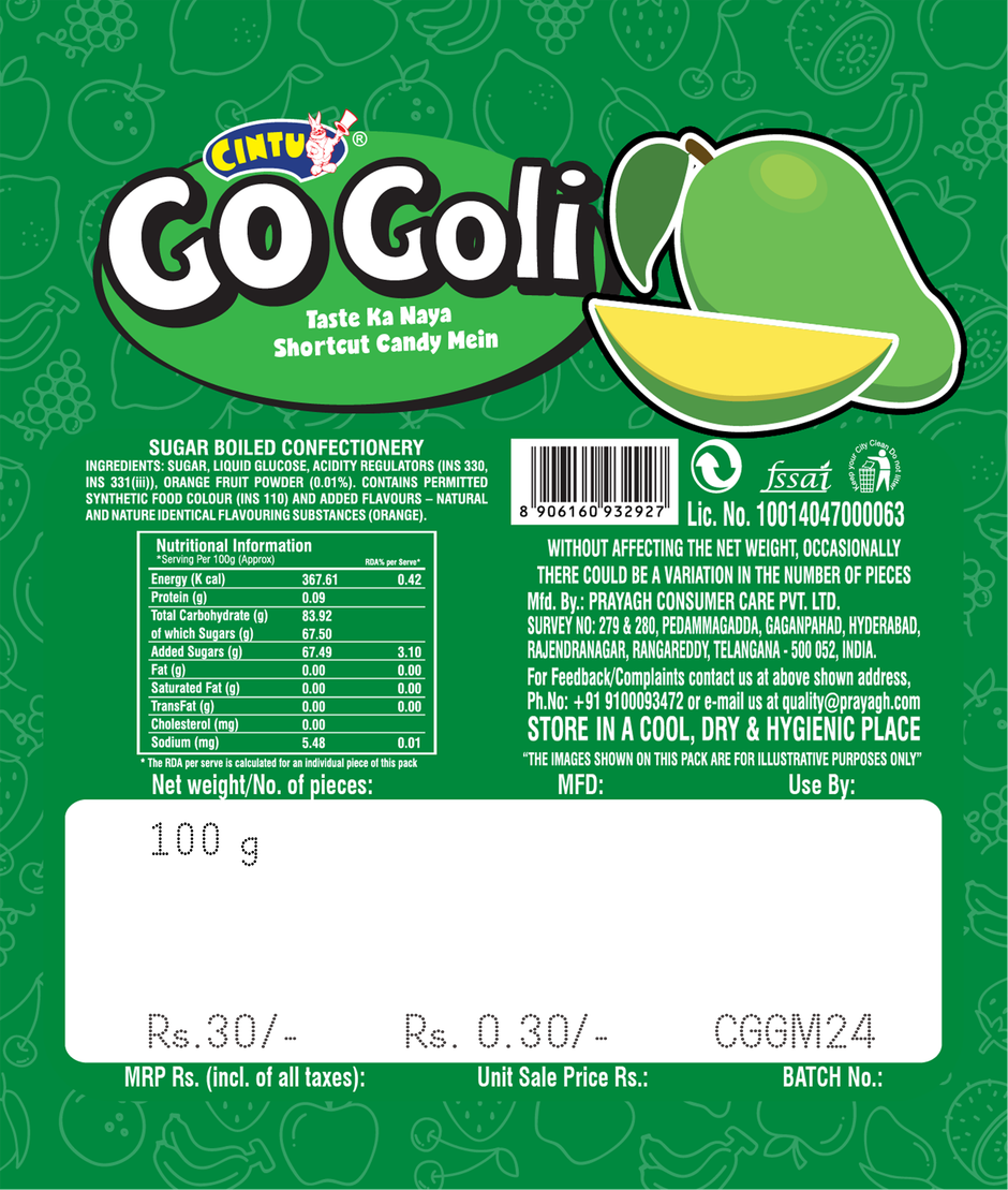 Cintu Go-Goli Green Mango Flavour Candy