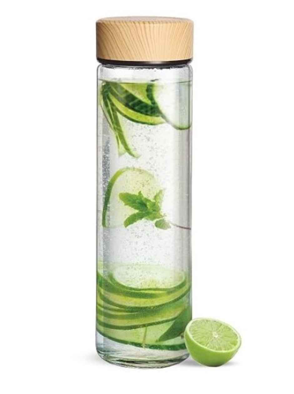 Roxx Borosilicate Bottle With Wood Texture Lid - 500 ml