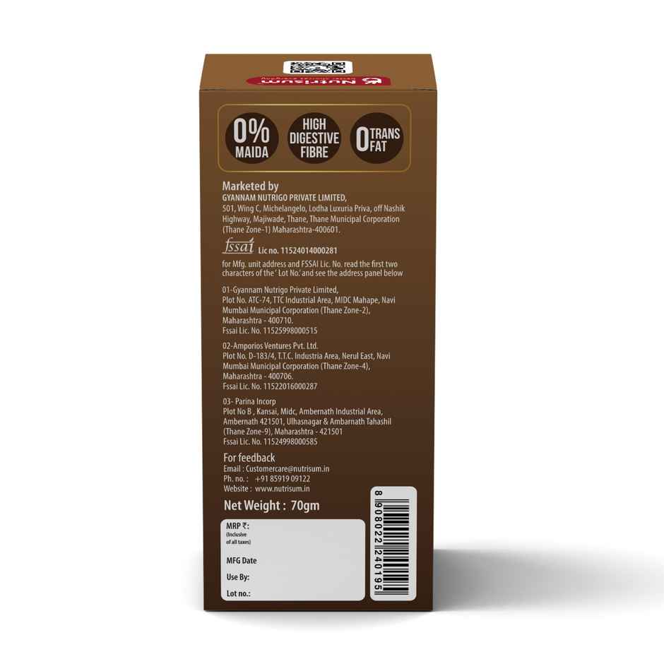 Nutrisum Oats Cookies- No added Sugar- Chcco Chip