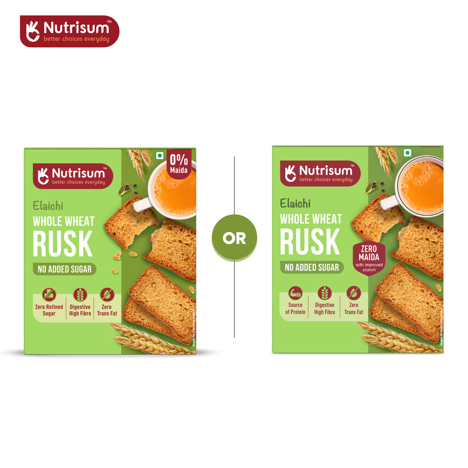 Nutrisum Whole Wheat Rusk - No Added Sugar- Elaichi
