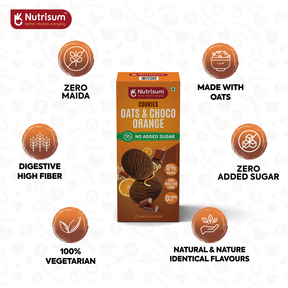 Nutrisum Oats Cookies - No Added Sugar - Chocolate Orange