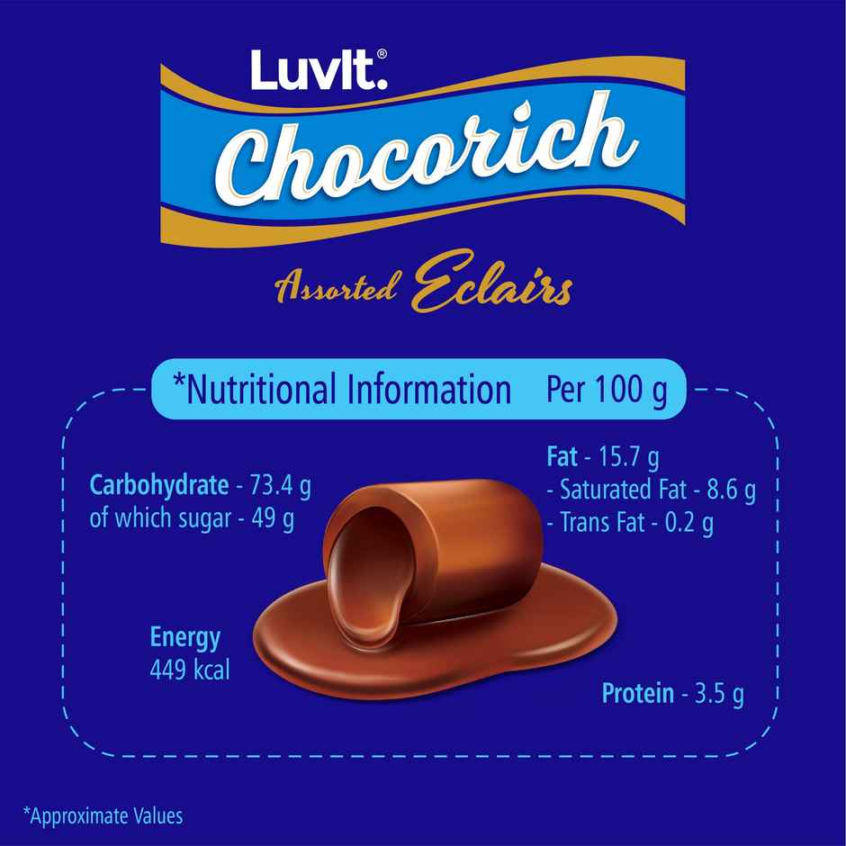 Luvit Chocorich Eclairs Assorted Pack Chocolate | Hazelnut | Dark Choco