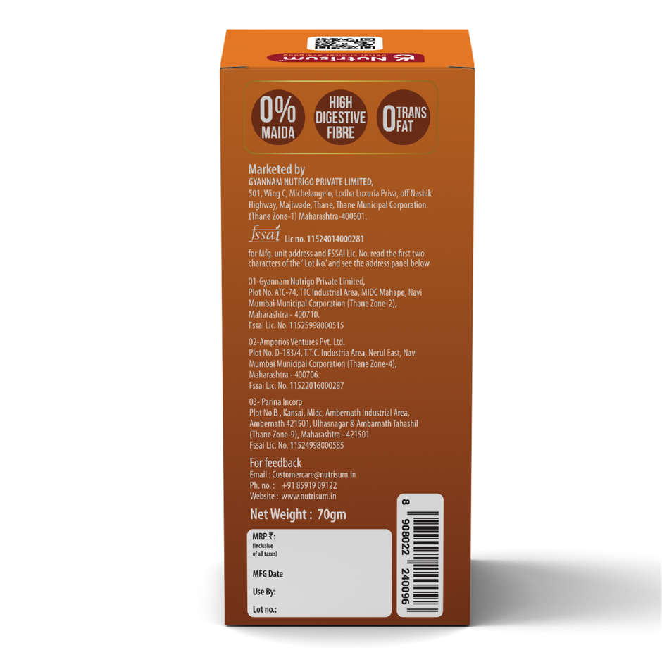 Nutrisum Oats Cookies - No Added Sugar - Chocolate Orange