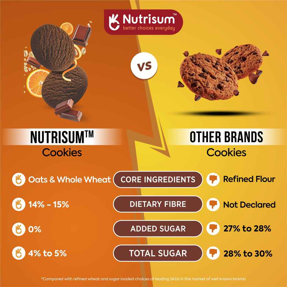 Nutrisum Oats Cookies - No Added Sugar - Chocolate Orange