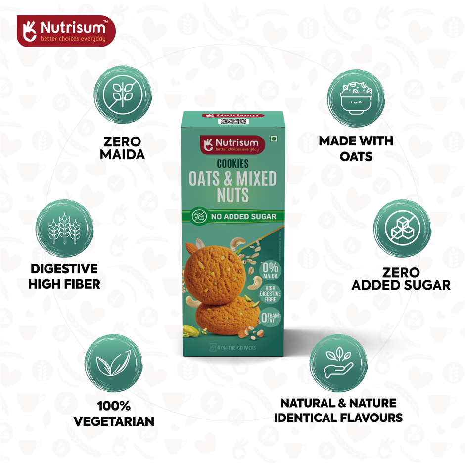 Nutrisum Oats Cookies - No Added Sugar - Mixed Nuts