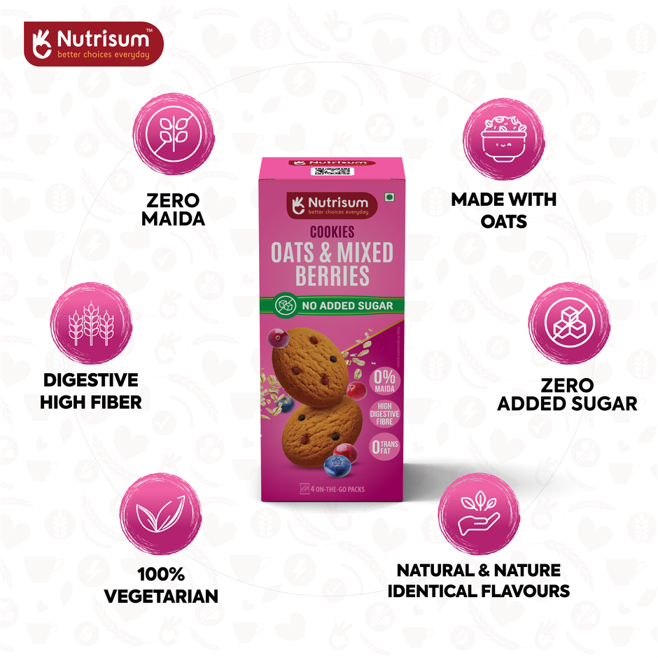 Nutrisum Oats Cookies - No Added Sugar - Mixed Berries