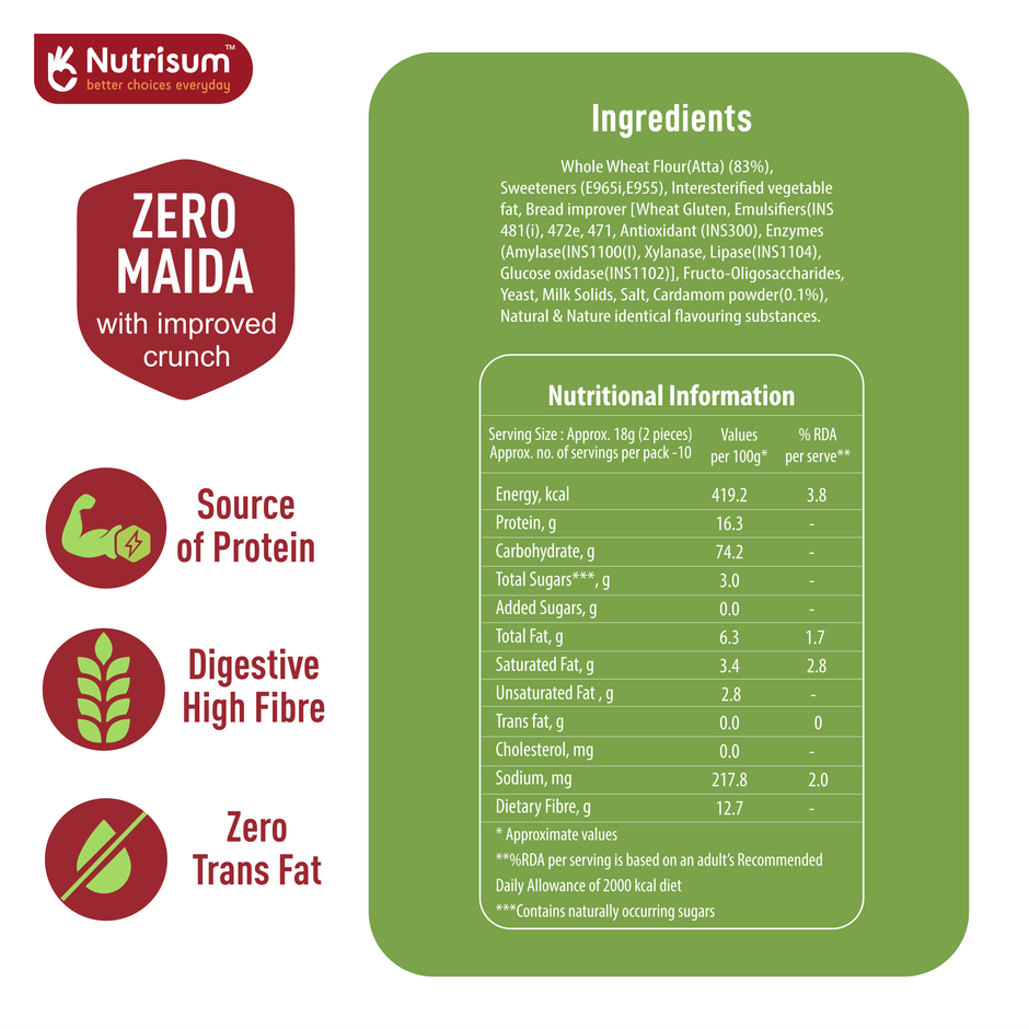 Nutrisum No added Sugar | Elaichi Rusk