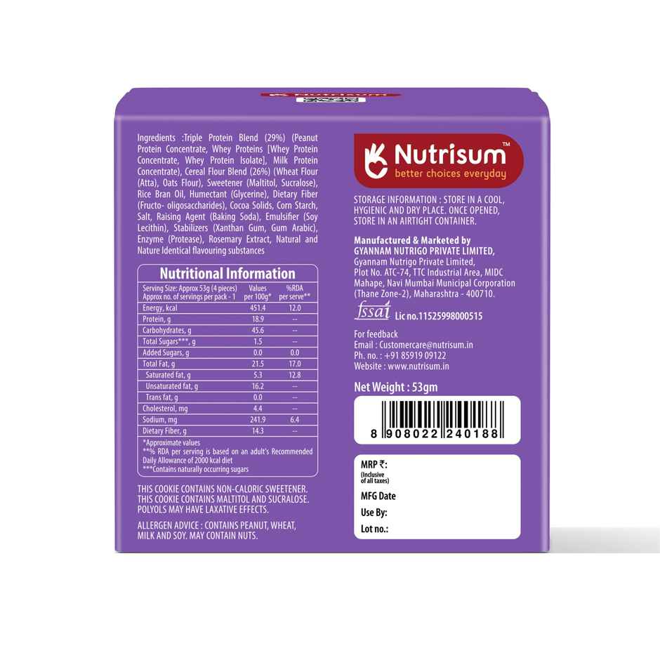 Nutrisum Protein Cookie Minis | No Added Sugar | Chocolate | 10g Protein | Protein Bar Alternative