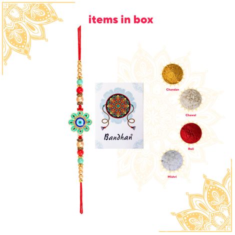 Evil Eye Rakhi With Green Enamel Work (BANDHAN)