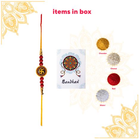 Religious Hand Made Swastik Mauli Classic Tradional Rakhi For Brother (BANDHAN)