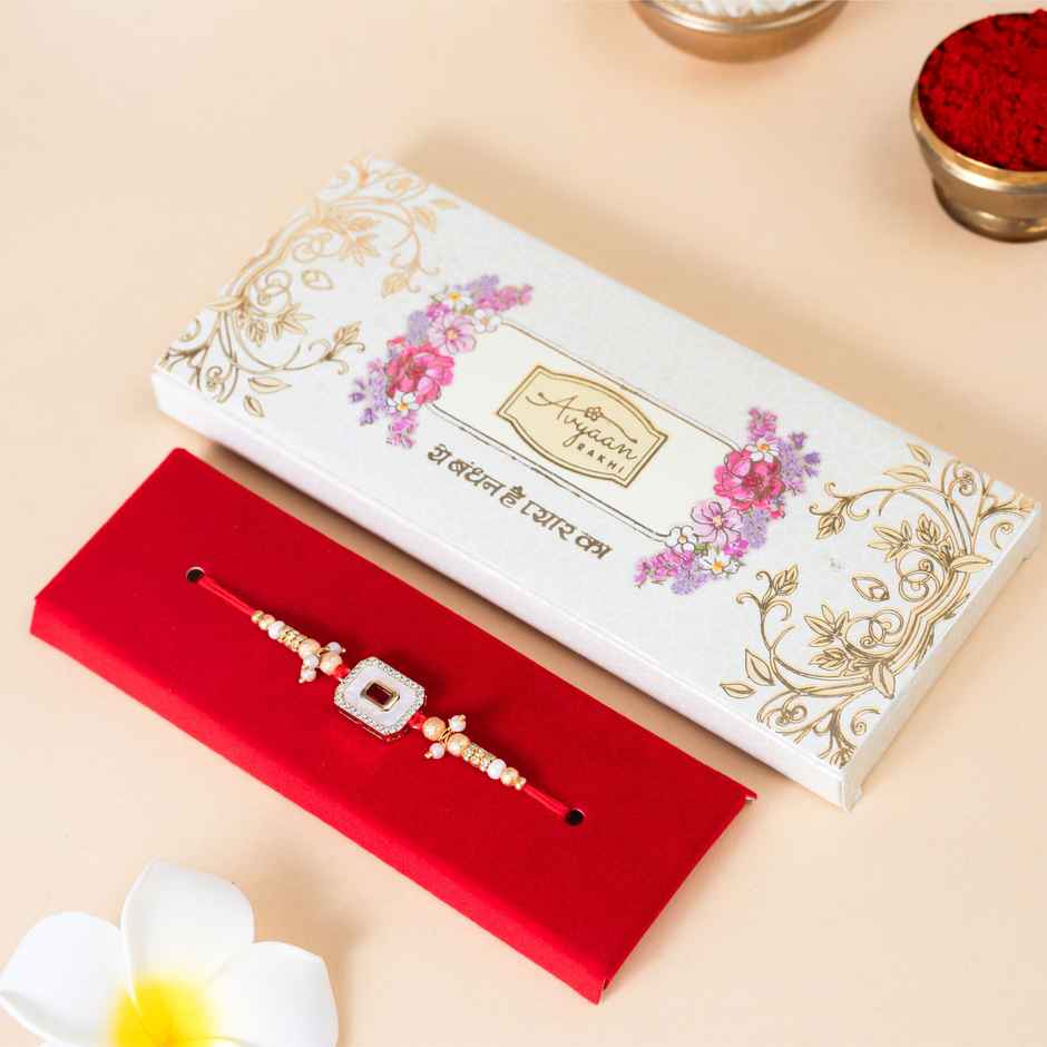 American Diamond Premium A.D. & M.O.P Rakhi (Avyaan Rakhi) Set of 1
