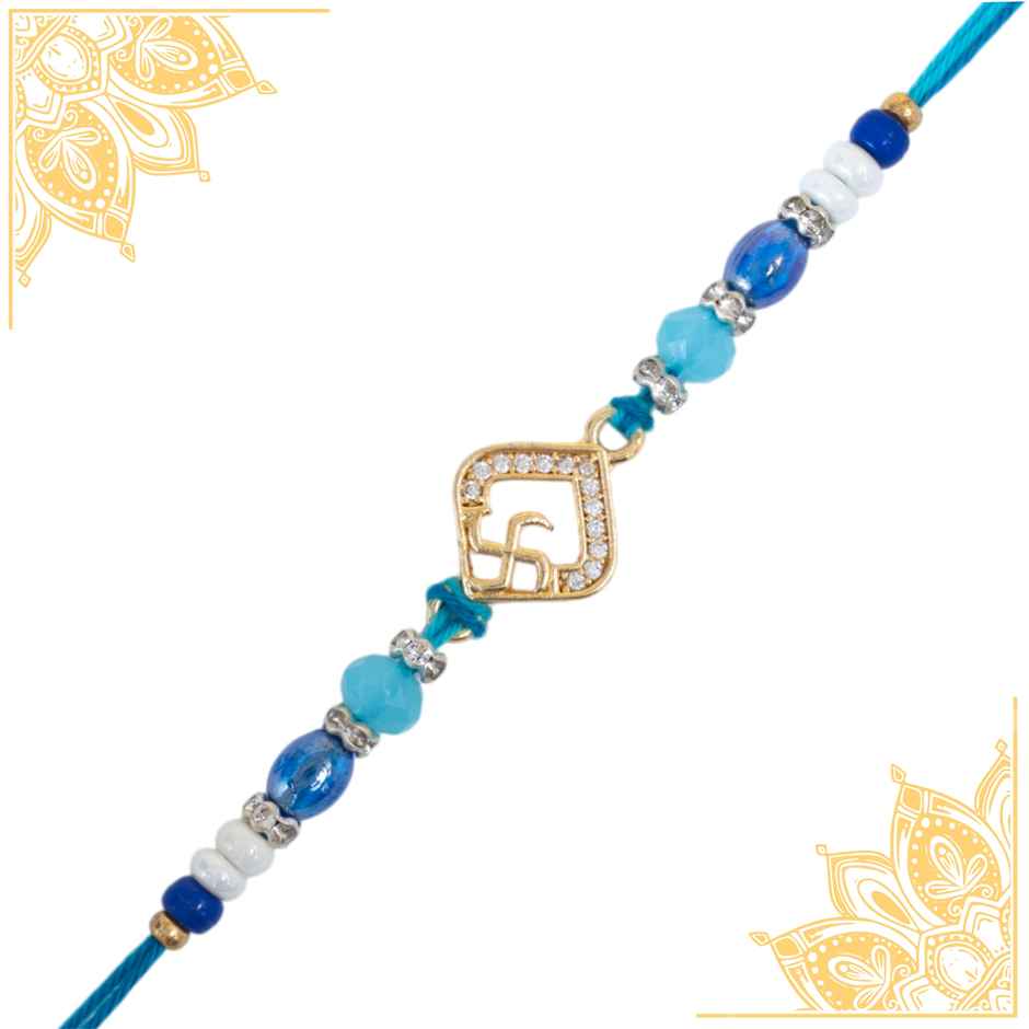 American Diamond Premium A.D. Swastik Rakhi (Avyaan Rakhi) Set of 1