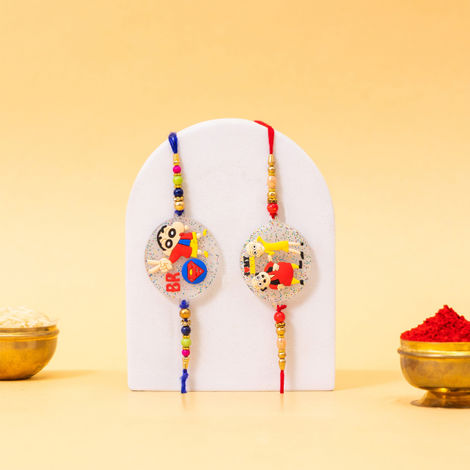 Kids Sweet Bro and Motu-Patlu Rakhi with Roli Chawal (Tied Ribbons) Pack of 2