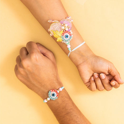 Bhaiya Bhabhi Rakhi with Roli Chawal (Tied Ribbons) Pack of 2