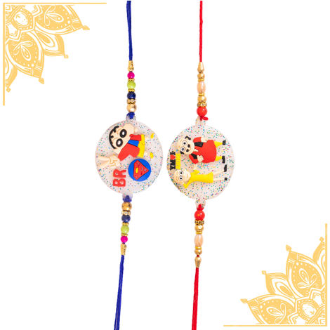Kids Sweet Bro and Motu-Patlu Rakhi with Roli Chawal (Tied Ribbons) Pack of 2