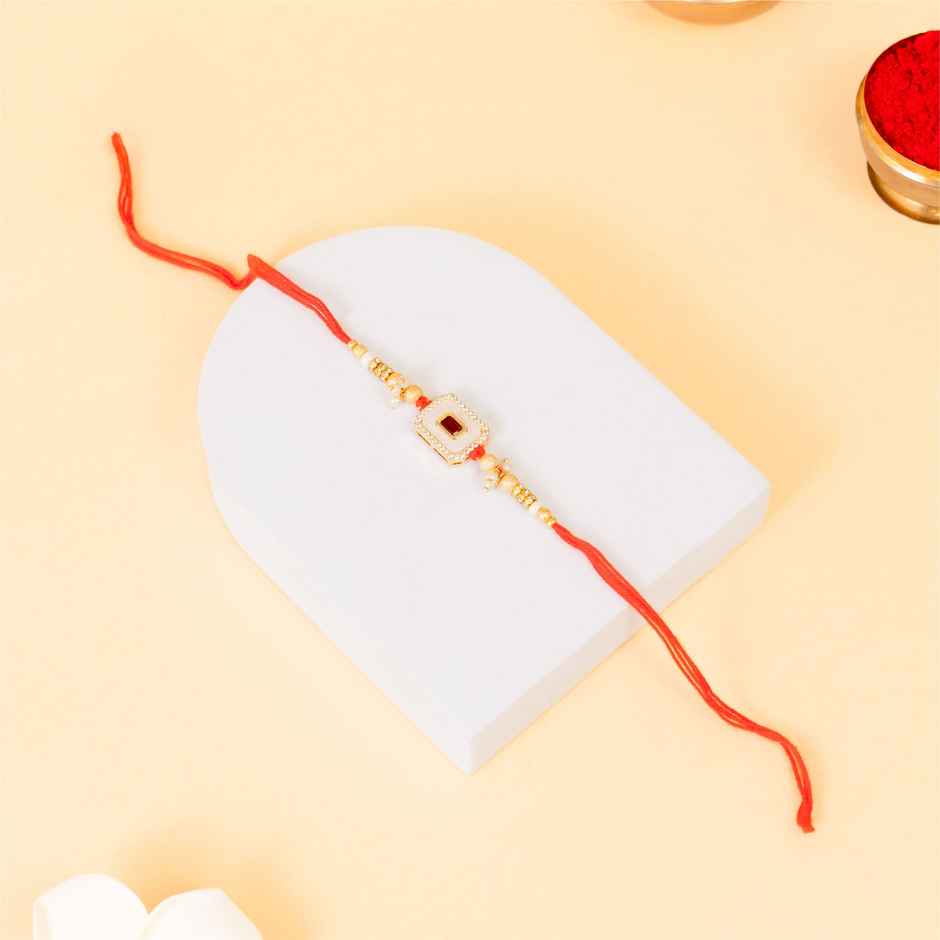 American Diamond Premium A.D. & M.O.P Rakhi (Avyaan Rakhi) Set of 1