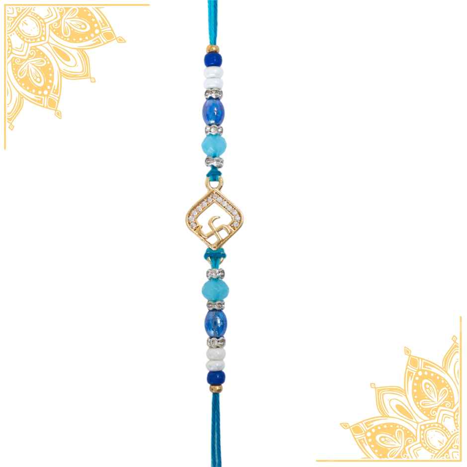 American Diamond Premium A.D. Swastik Rakhi (Avyaan Rakhi) Set of 1