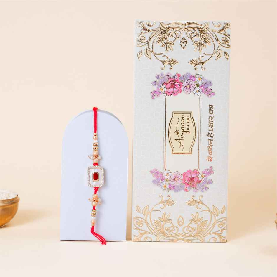 American Diamond Premium A.D. & M.O.P Rakhi (Avyaan Rakhi) Set of 1