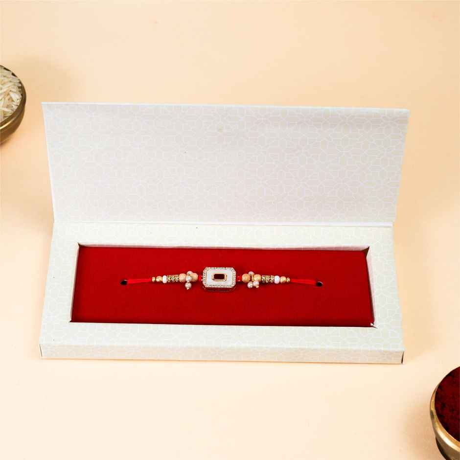 American Diamond Premium A.D. & M.O.P Rakhi (Avyaan Rakhi) Set of 1