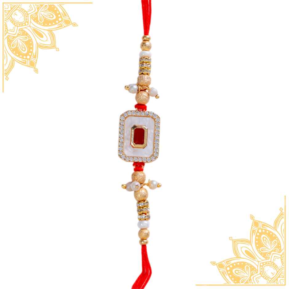 American Diamond Premium A.D. & M.O.P Rakhi (Avyaan Rakhi) Set of 1