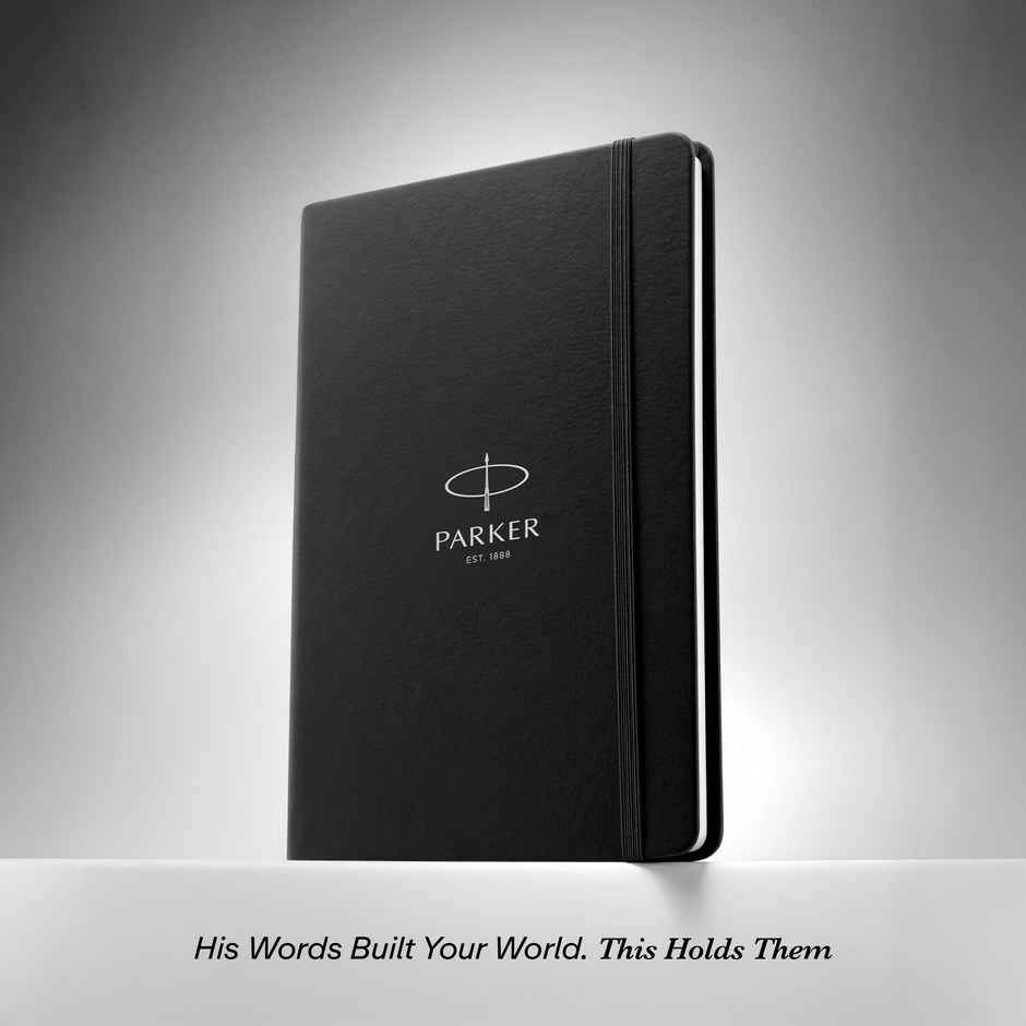 Parker Classic Stainless Steel Chrome Trim Ball Pen & Grey Notebook | Elegant Gift Set