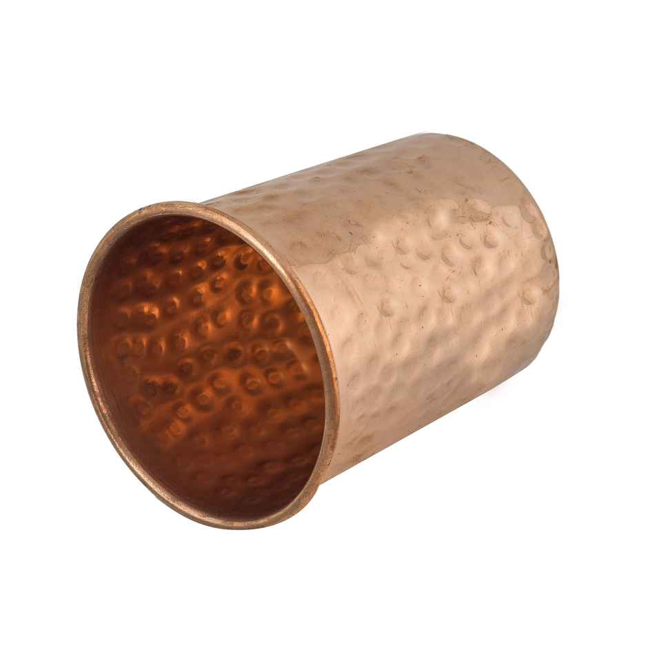 OGGN Hammered Copper Water Glass For Daily & Office Use 250 ml, Pure Copper